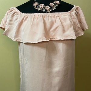 Medium- off shoulder light pink summer dress